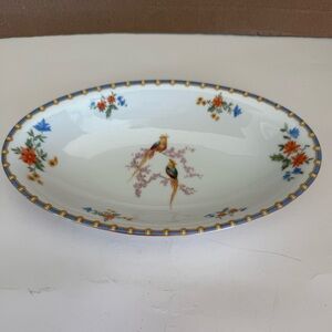Antique Moritz Zdekauer Victoria or Golden Pheasant Oval Porcelain Serving Dish